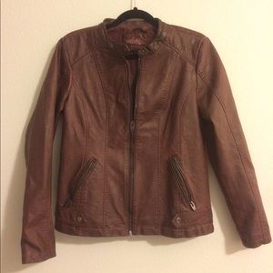 Faux Leather Bomber Jacket